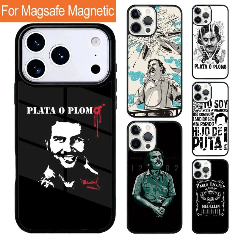 Cover Magnetica Wireless per iPhone Serie Narcos (Pablo Escobar) Compatibile con Magsafe per iPhone 17 Pro, 16, 15, 13, 12, 11 Pro Max, Air 14 Plus