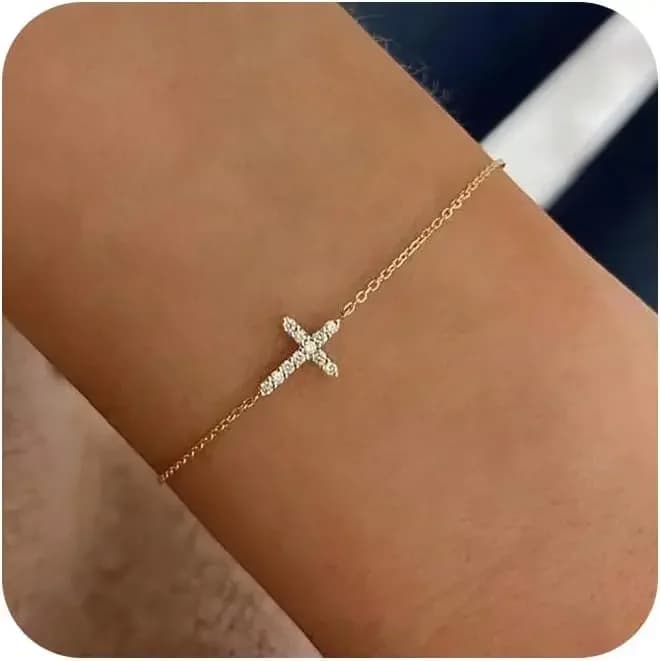 Bracciali in Oro per Donne, Bracciale Delicato Placcato Oro 14K con Perline, Bracciali Trendy per Donne