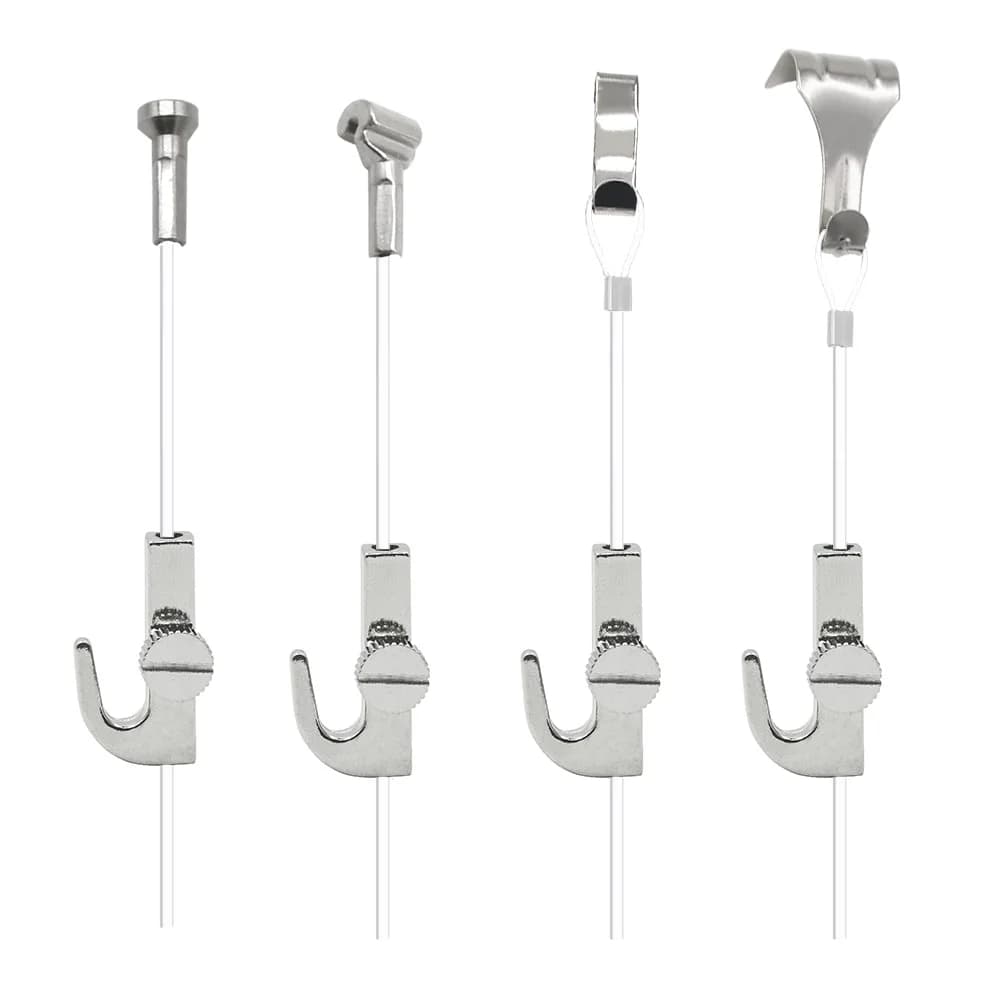 Kit di corde in nylon a forma di T da 4 pezzi con viti regolabili Fibbia a gancio Linea trasparente invisibile Morsetto Sistema di sospensione per cornici
