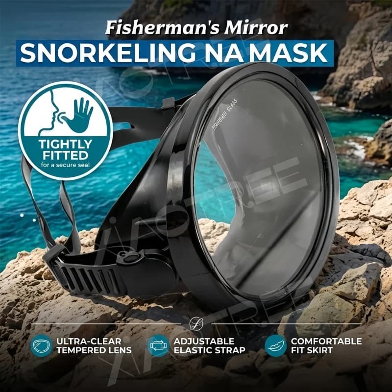 XIAOTREE PVC Fisherman Glasses, Underwater Mask with Tempered Glass, Waterproof, Anti-fog, Adjustable for Snorkeling and Apnea