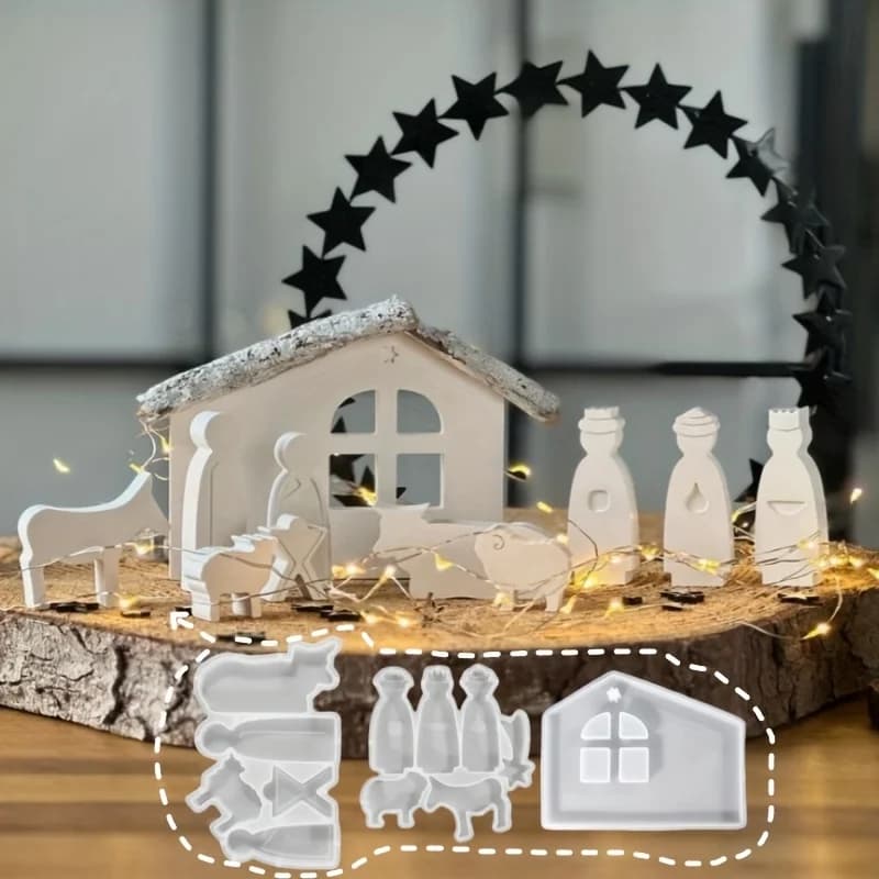 [3 stampi per colata di resina] Stampi per colata di resina da 3 pezzi/set | Stampo epossidico per ornamento di preghiera con carattere astratto, display fai da te per una famiglia