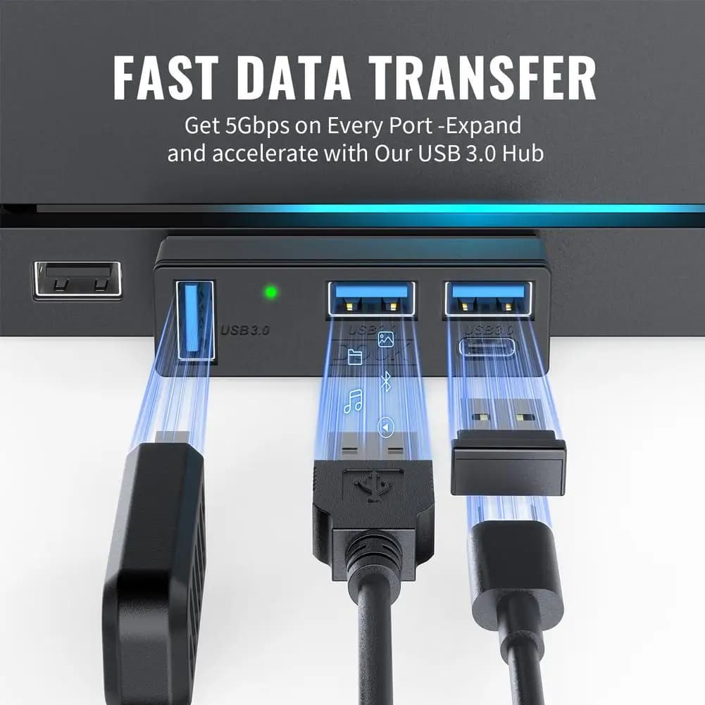 Nuovo Hub USB 3.0 4 in 1 Compatibile con PS5, PC e Steam Machine, Espansore Portatile Ultra-Veloce per Gaming e Trasferimento Dati
