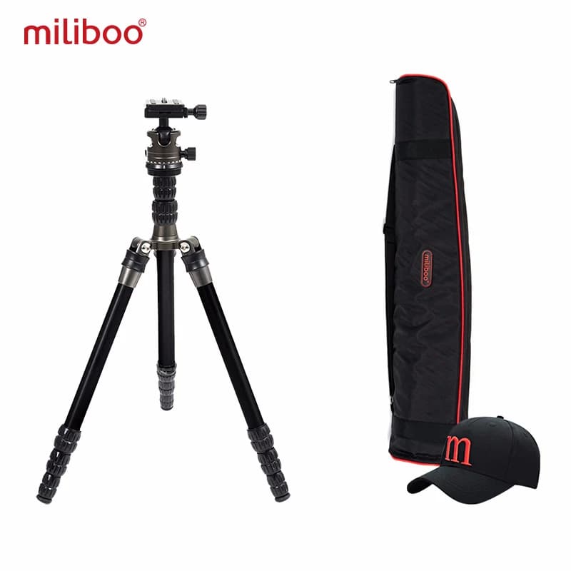 Portable travel tripod in light aluminum Miliboo MEA 52"/135 cm with quick release plate and ball head for Canon camera
