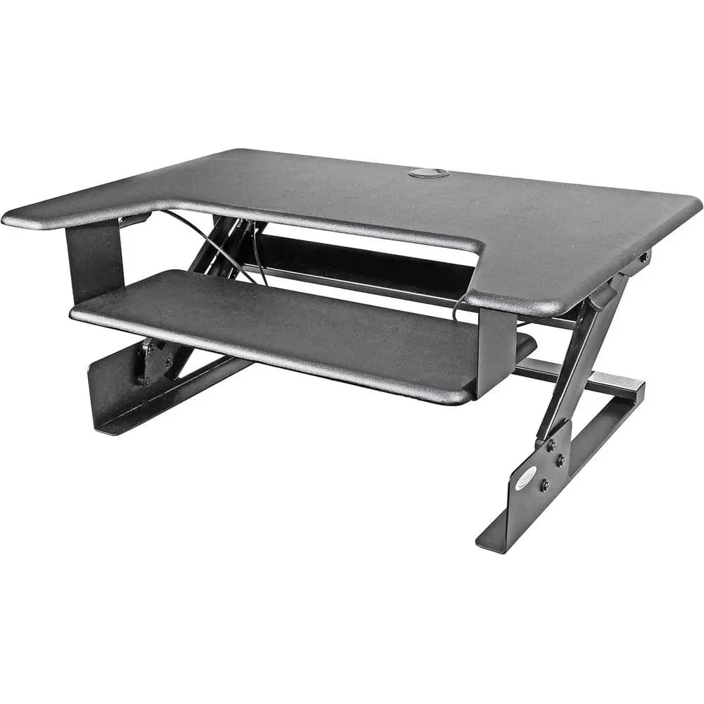 Convertitore per Scrivania Regolabile in Altezza, 20 Pollici di Larghezza, Doppio Monitor, Postazione di Lavoro Sit-Stand, Foro per Cavi, Sollevamento Facile, Nero