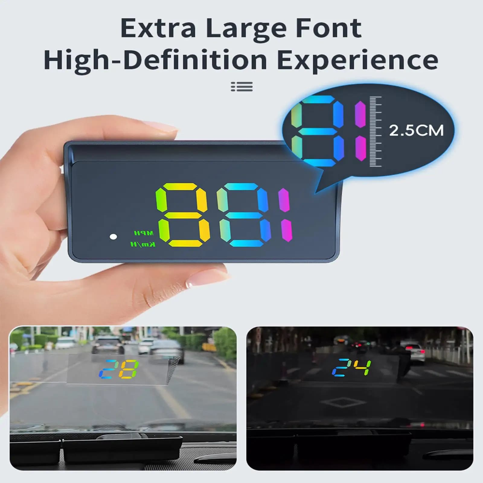 Display Head-Up per Auto, Proiettore Universale Intelligente a Doppia Modalità per Parabrezza, Display per Cruscotto con Bussola