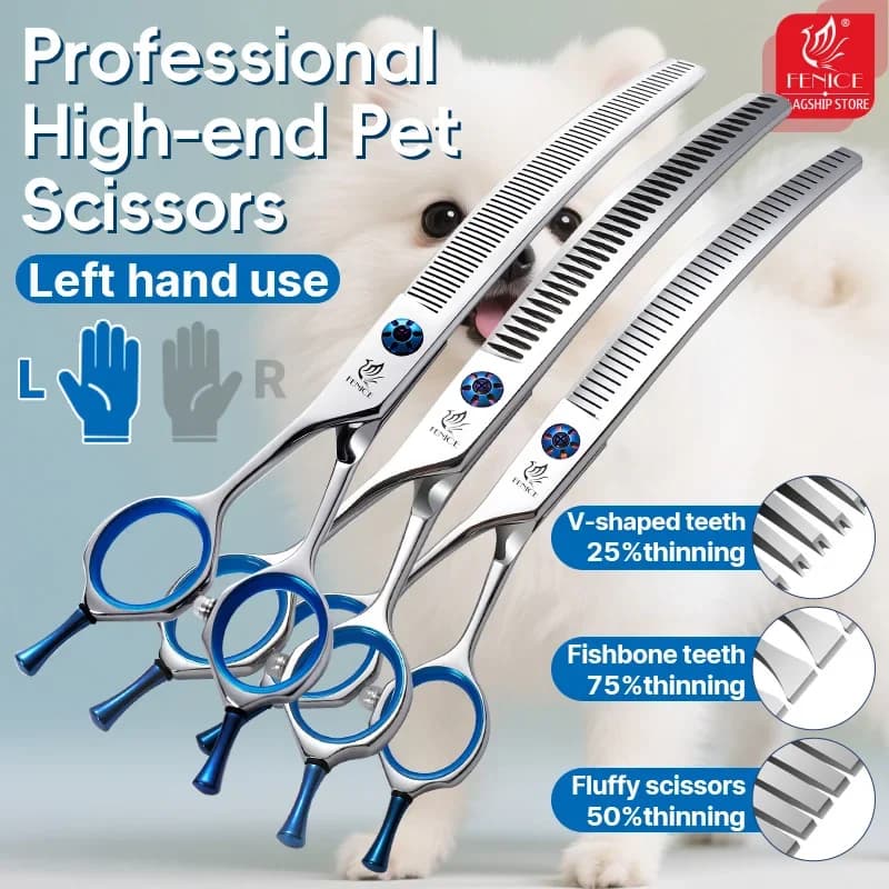 Fenice JP440C Professionale 7/7.5/8 pollici Per Cani Mancini Taglio Curvo Soffici Assottigliamento Chunker Forbici Dritto Grooming Cesoie
