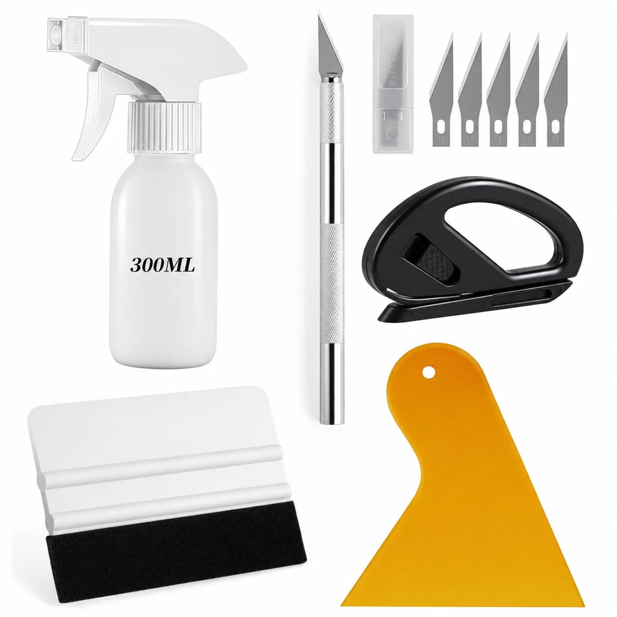 Professional Car Wrap Tool Kit 300ML Spray Bottle Window Tint Film Installation Set PPF Vinyl Wrap Squeegee Cutter Scraper Bubbl
