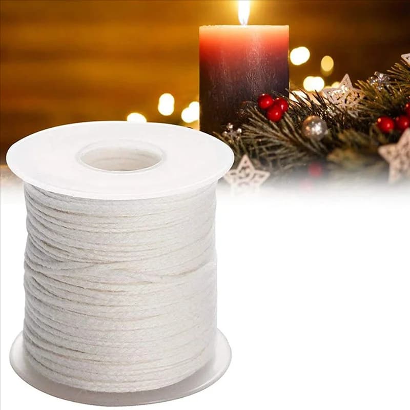 【Recommend】200Feet/61Meter White Candle Wick Cotton Candle Woven Wick For DIY Candle Making Material Smokeless Wax Core