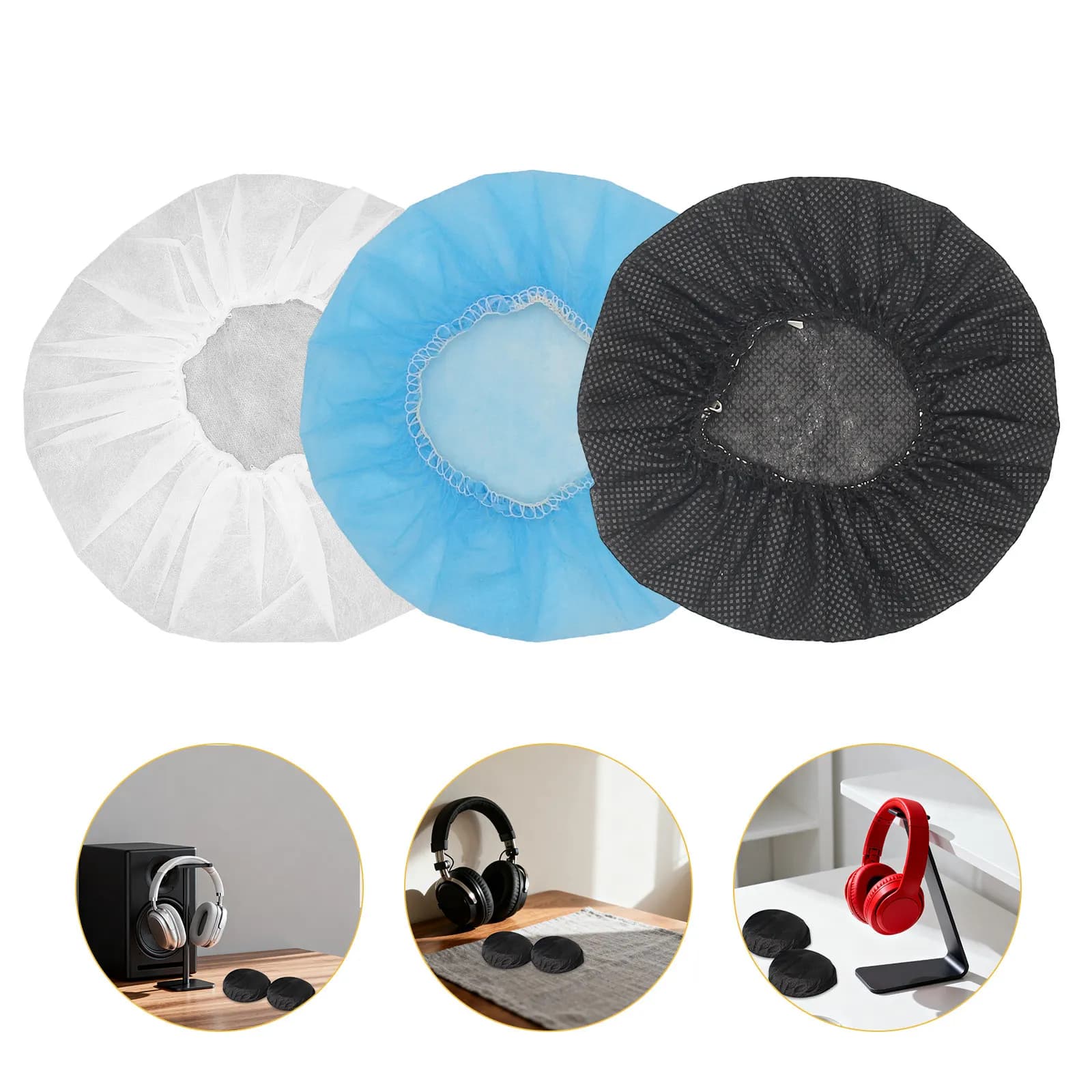 300Pcs Protective Headphone Ear Covers Non-Woven Replacement Earpads for Over-Ear Gaming Headsets Universal Fit Hygienic