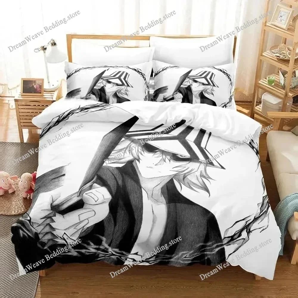 Set di Biancheria da Letto Stampato in 3D con Personaggi di Anime Bleach Urahara Kisuke, Copripiumino per Camera da Letto, Piumone Singolo, Matrimoniale, King Size, Coperta, Tessili per la Casa