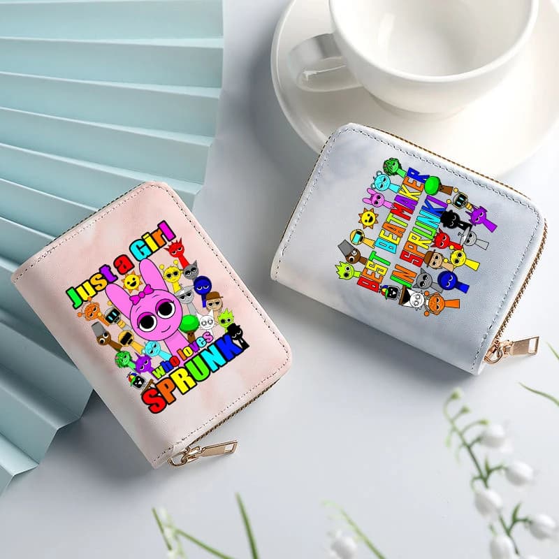 Sprunki Woman Short Wallet Cartoon Zipper Purse Man Fashion Coin Purse Gradient Wallets Card Holder Cute Money Bag Birthday Gift