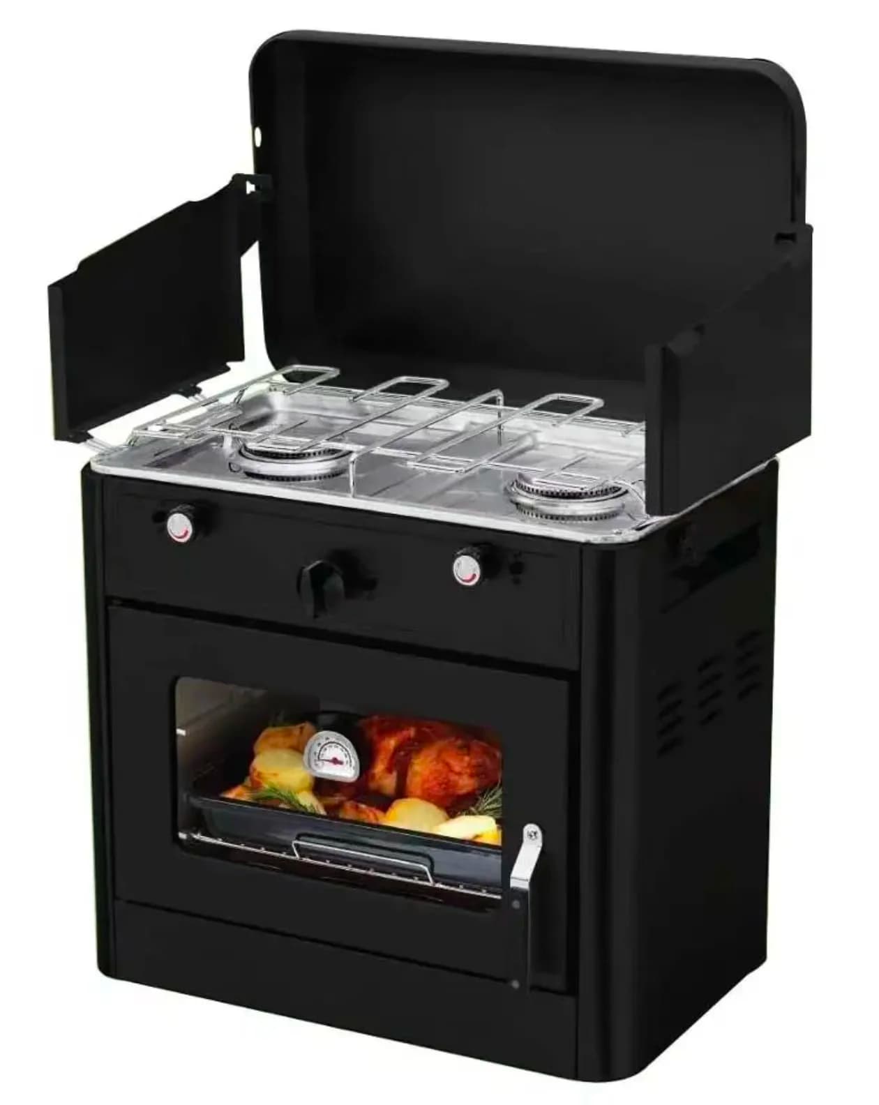 Portable propane camping gas cooker with stainless steel shell grill for barbecue