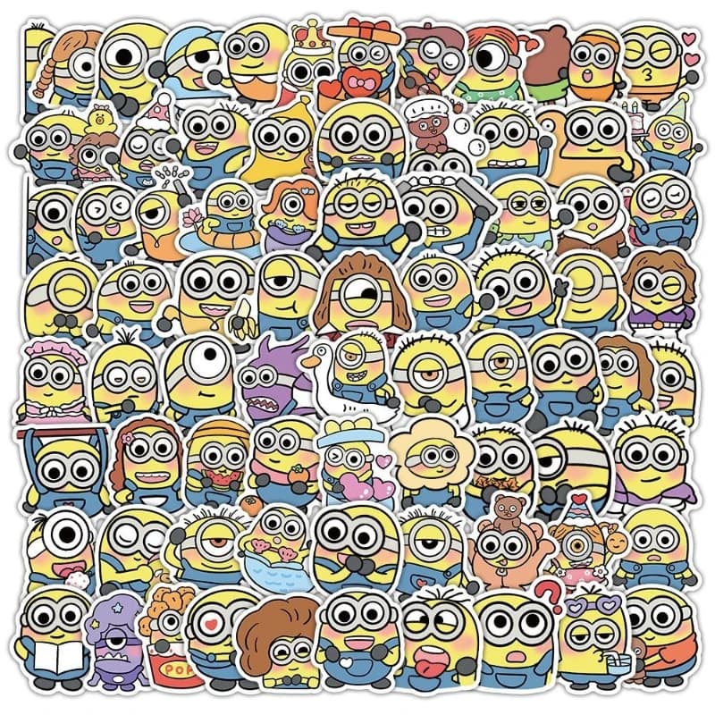 Adesivi Minions da 102 pezzi, simpatici, stile anime e cartone animato, per decorazione fai da te di custodie per telefoni, tazze, quaderni e altri oggetti, vendita all'ingrosso.