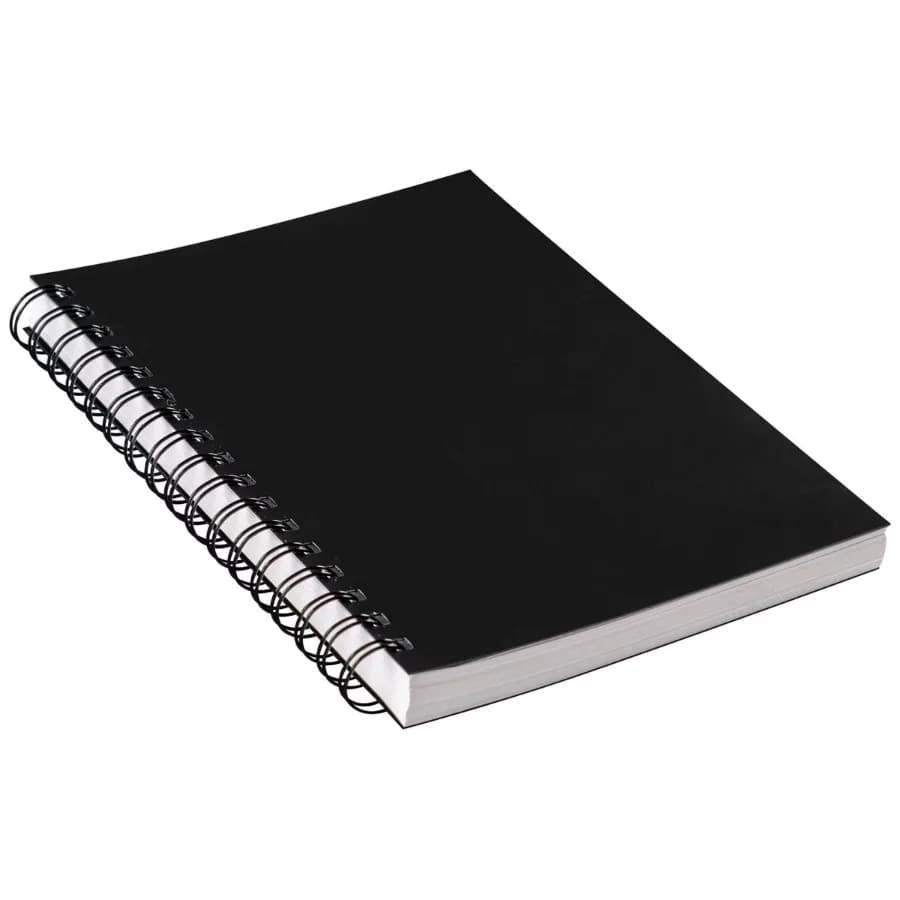 9" x 6" Black Poly Sketch Book, 75 Sheets, Acid‑Free Blank Sketch Paper, Twin‑Wire Binding with Flexible Cover