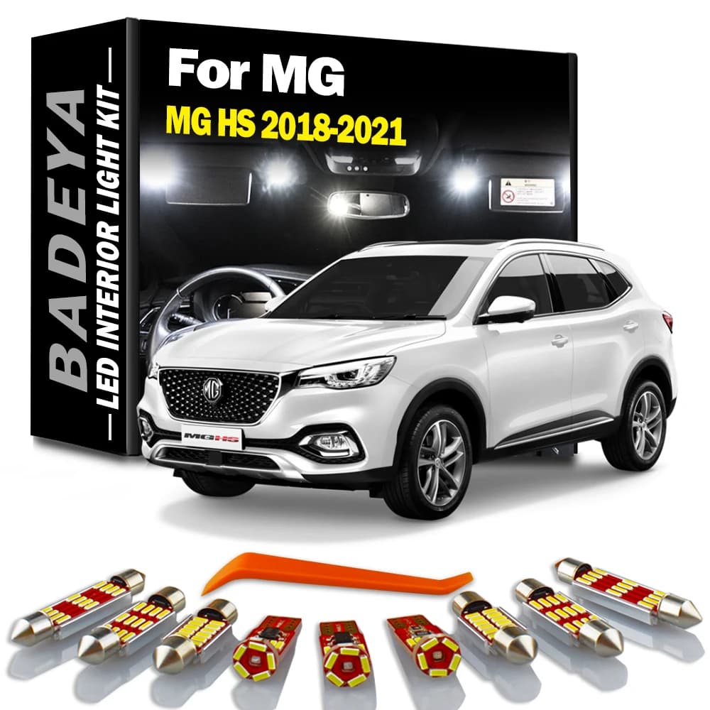 BADEYA 9Pcs Interni Kit Luce A LED Accessori Auto Per MG HS 2018 2019 2020 2021 Canbus Veicolo Mappa Cupola Bagagli Lampada targa