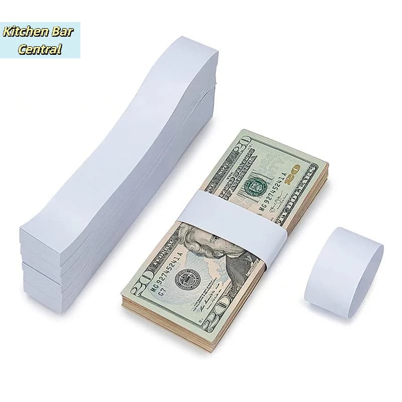 i100 self-adhesive money ties, tear resistant, self-sealing, white cash straps for supermarkets】