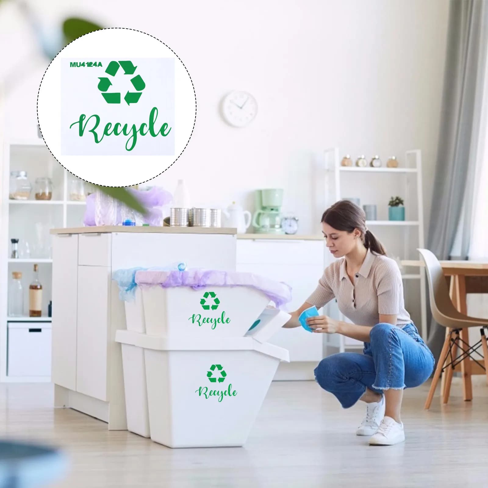 Adesivi in PVC per la Classificazione dei Rifiuti, Impermeabili e Rimovibili, per Bidoni della Raccolta Differenziata, Casa, Scuola, Ufficio