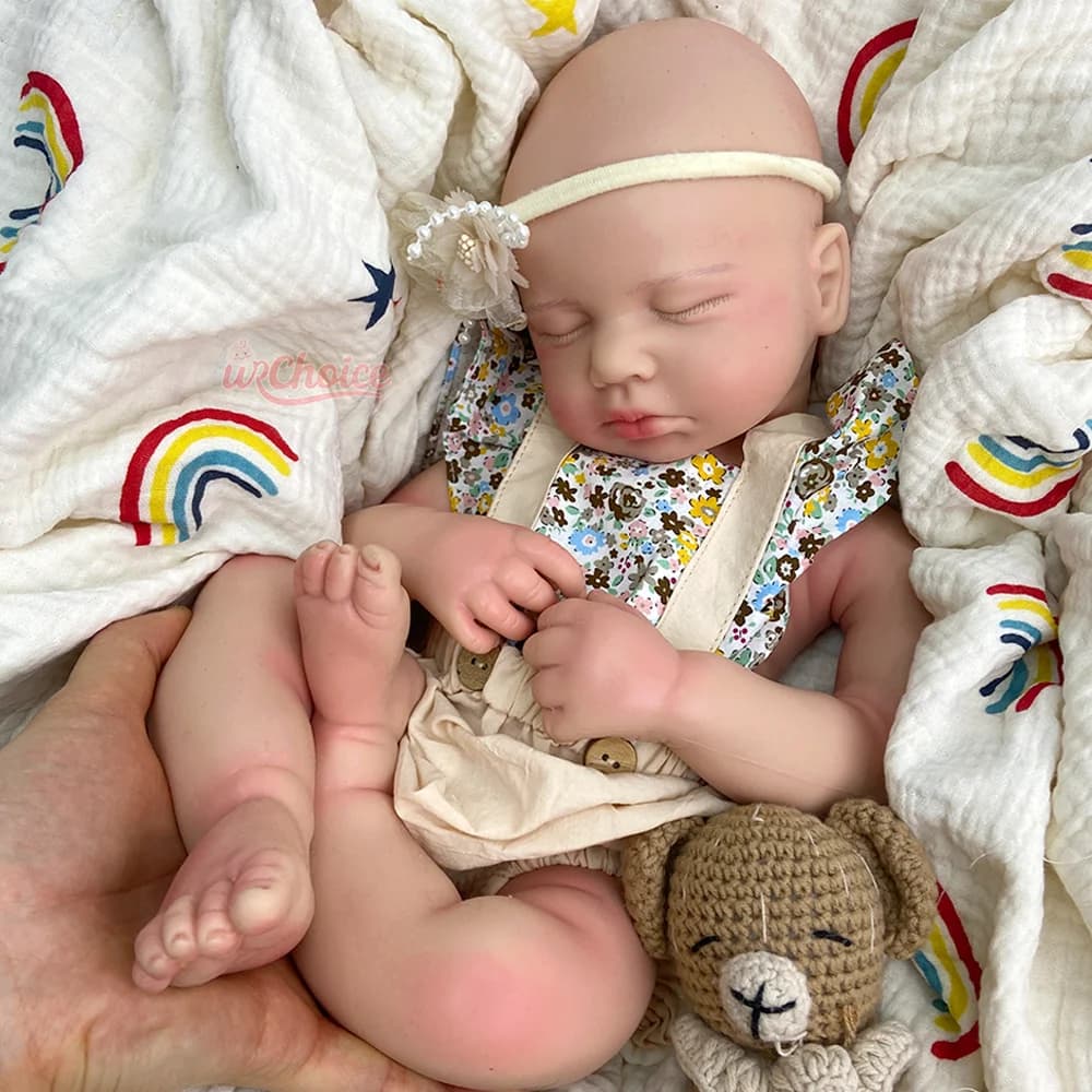 20" Handmade 3D Painted Diy Silicone Reborn Doll Eyes Closed Sleeping Newborn Weighted Rebirth Doll Collectible Christmas Gift