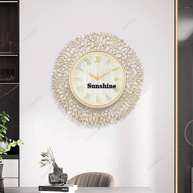 Orologi da Parete Rotondi Silenziosi, Design Semplice e Creativo, Orologio da Parete in Stile Nordico per Ristorante, Soggiorno, Orologio Murale di Lusso per Casa FT