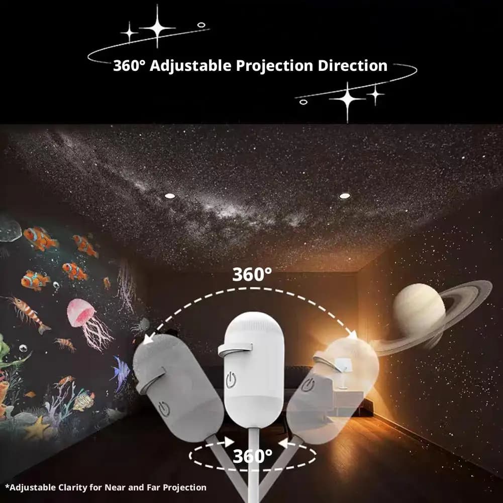 Proiettore di Stelle Mini 2in1 per Auto, Luce Notturna HD Romantica a Doppio Uso, Lampada Ambiente Alimentata USB per Interni Auto e Decorazione Camera da Letto