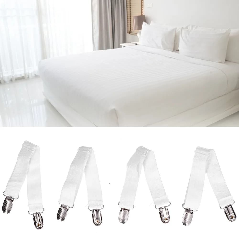4Pcs Easy Install Adjustable Bed Sheet Clips Durable Anti-slip Sheet Fasteners Sturdy Tablecloth Clips Home Use