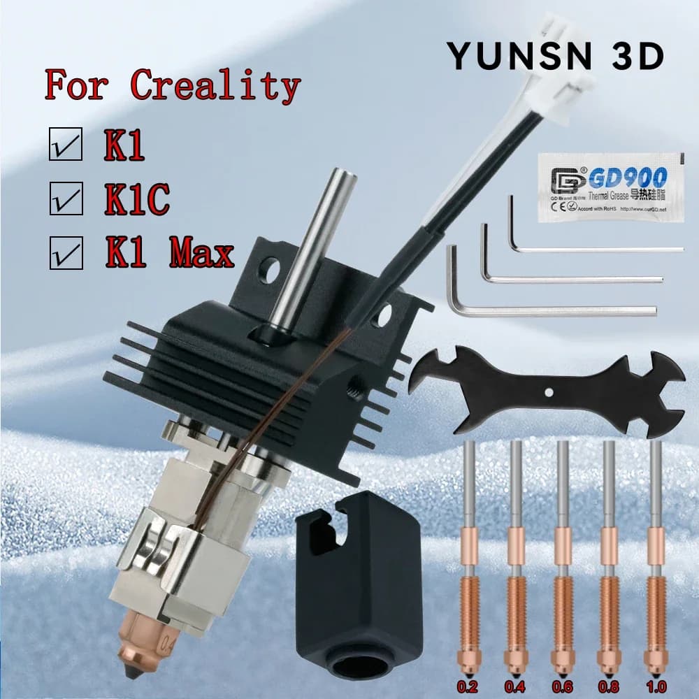 New Hotend updated for Creality K1, K1C, K1 Max Hot End Kit Quick Exchange Ugello Ceramic Heating Block 3D Printer Parts