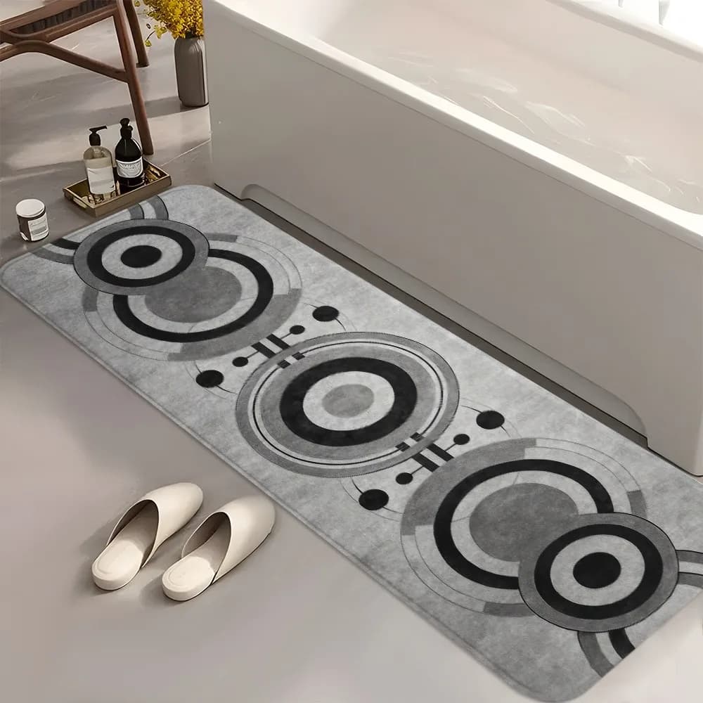 Tappeto Geometrico con Cerchi Blu Navy per Soggiorno, Camera da Letto, Bagno, Cucina, Corridoio, Balcone, Decorazione per Interni