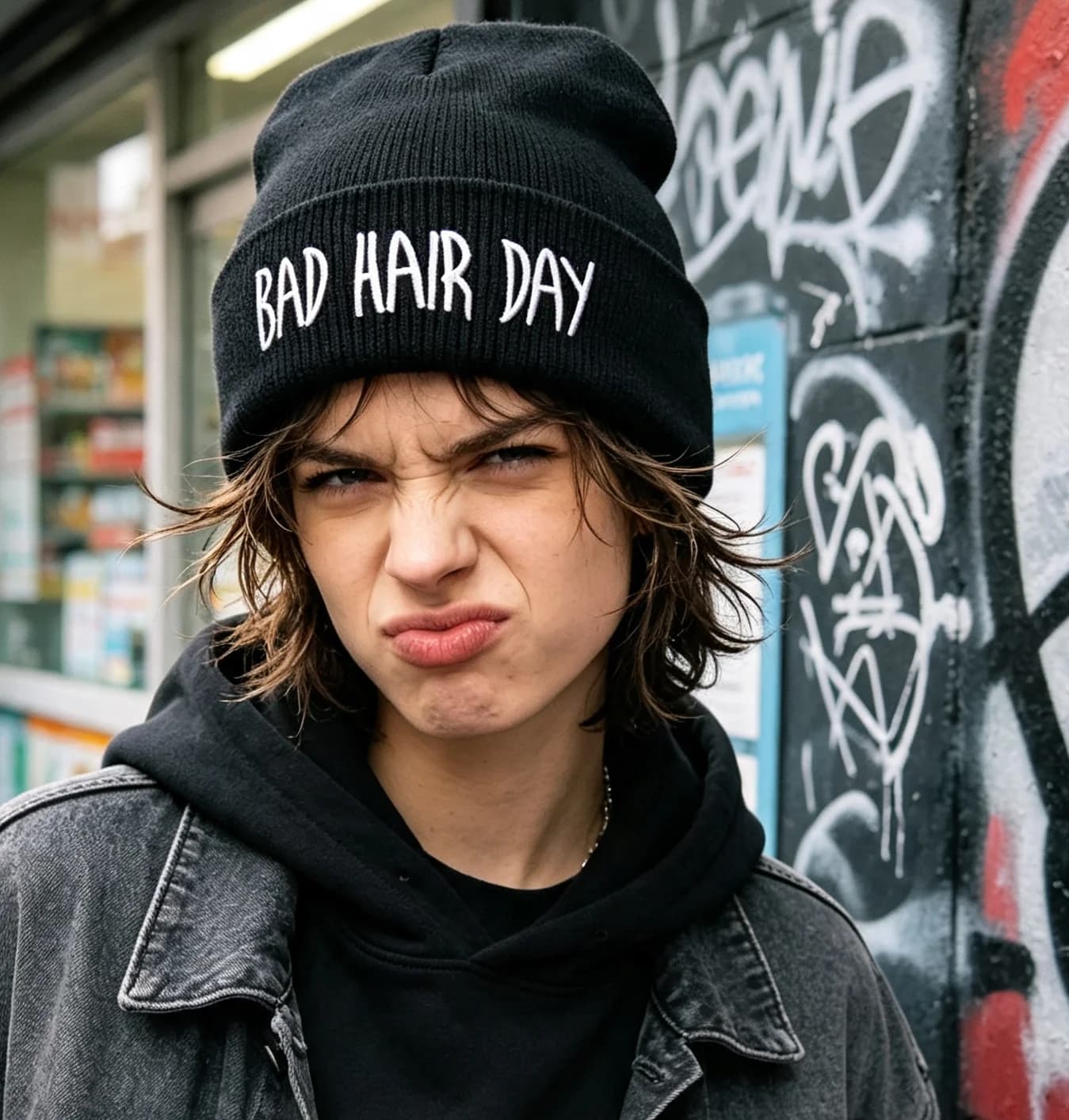 Brand Oohmy 22 Colors Winter Unisex Funny Bad Hair Day Hip Pop Beanie Hat Women Men Ski Cap