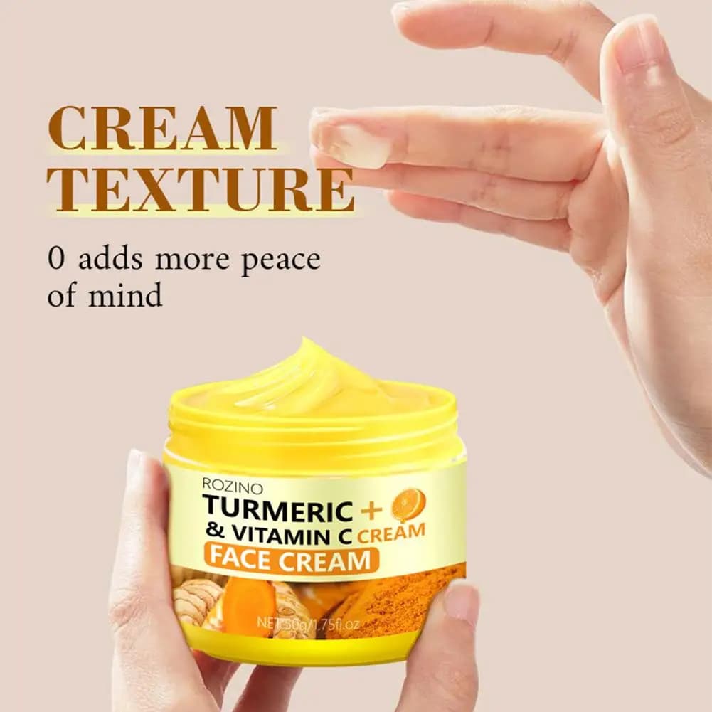 50g ROZINO Turmeric Vitamin C Face Cream, Deep Moisturizing Brightening Anti-Aging Non-Greasy Nourishing Firming Skin Care Cream
