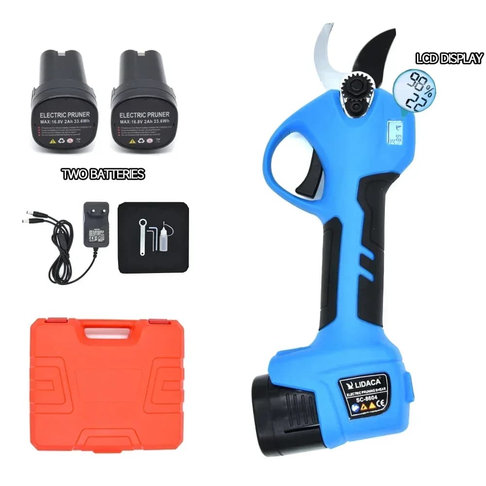 L Lidaca-8604 Electric pruning shears Battery pruning scissors LCD display Bonsai Garden Wireless power for 28mm
