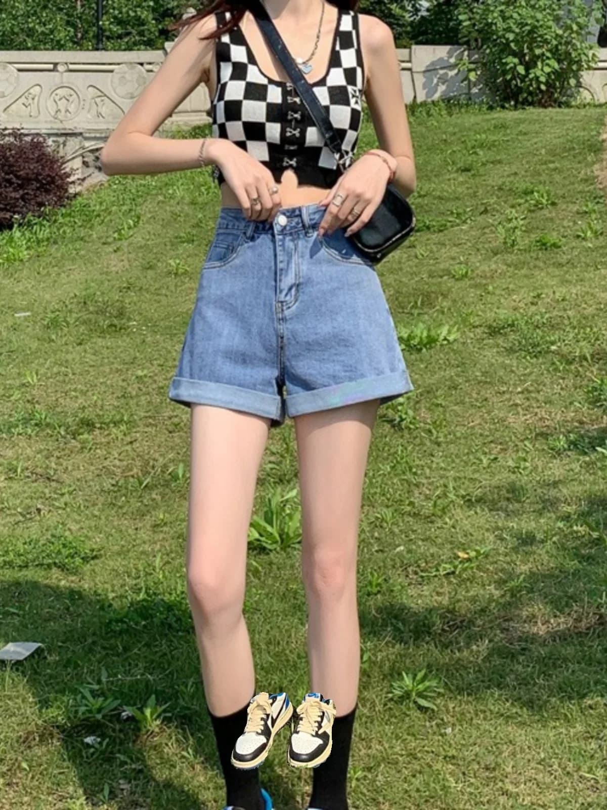 Loose Casual High Waist Short Jeans Women's A-Line Shorts Turn-Up Hem Wide Leg Pants Summer Hot New Style Spicy Girl Shorts