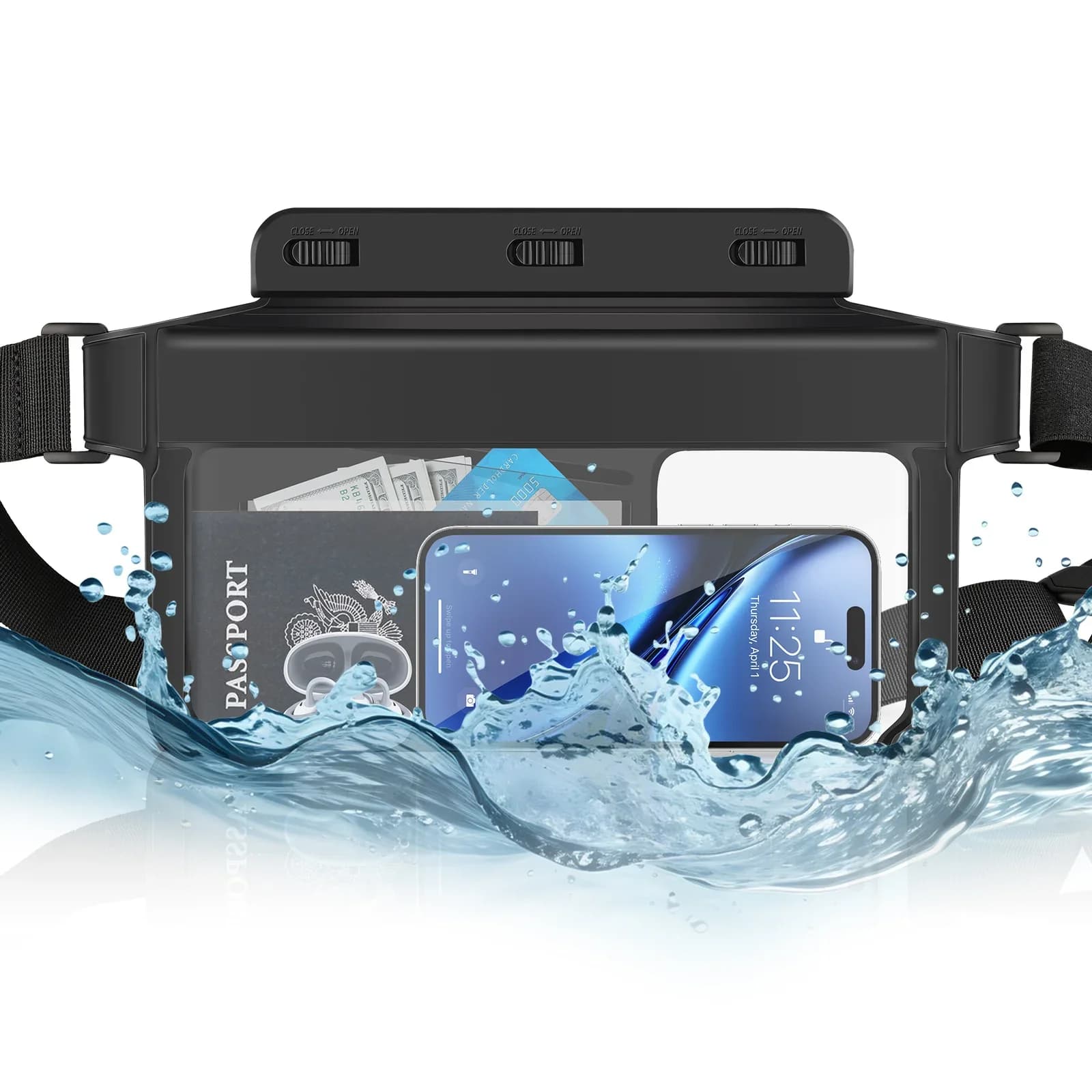 HAISSKY 3 Clip Wateproof Waist Swim bags Man Woman Outdoor Travel Phone Headset Storage Cards Wateproof for iPhone Xiaomi