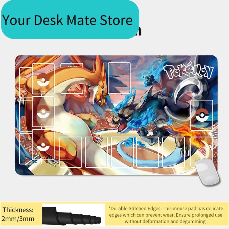 Tappetino da gioco antiscivolo Pokemon Charizard vs Mega Charizard X TCG per carte collezionabili