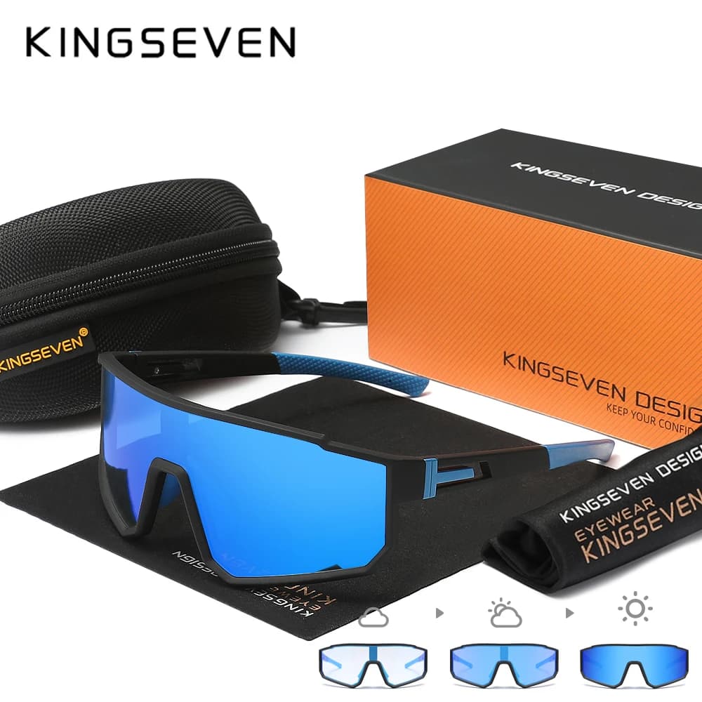 KINGSEVEN Causale Sport Occhiali da sole da ciclismo Moda Uomo Donna UV400 Occhiali protettivi fotocromatici Occhiali da bicicletta da strada MTB