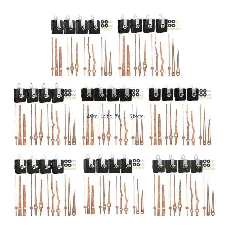 Battery Operated 4Pcs Clock Movement Kits with Long and Short Hands Quiet Clock Motor for Wall Clocks Repair Parts