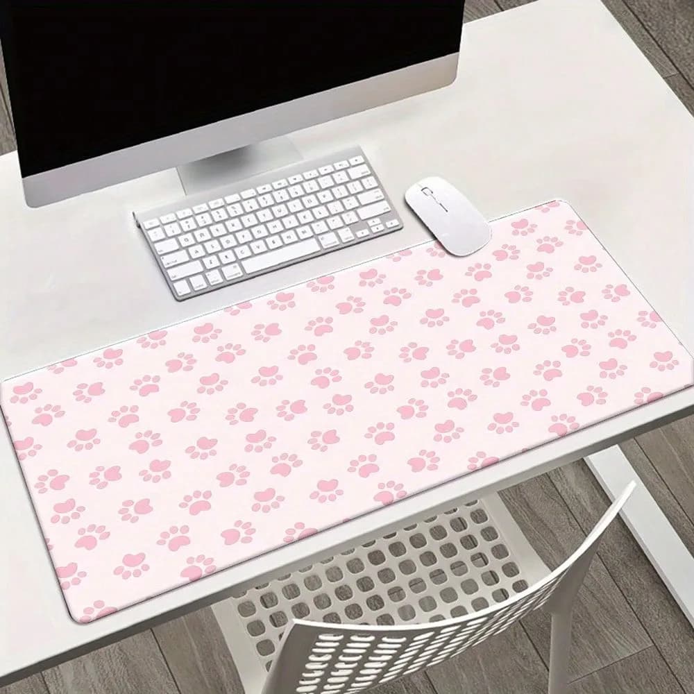 Tappetino da scrivania con stampa zampa rosa, tappetino da scrivania rettangolare grande per ufficio e casa, tappetini per mouse per tastiera da gioco Tappetini da scrivania lunghi