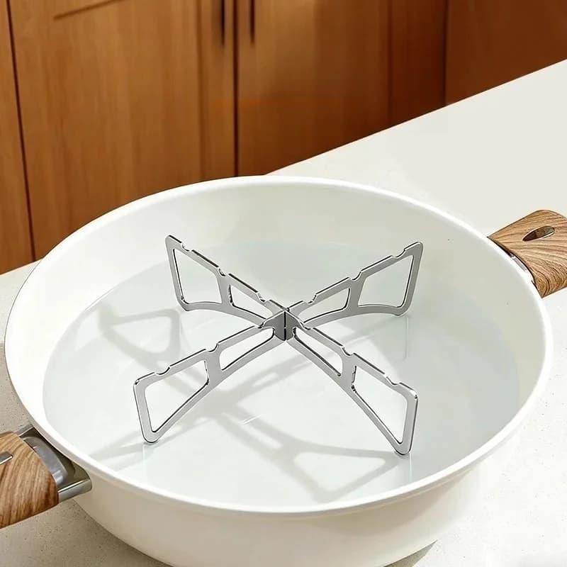 Supporto Pieghevole per Fornello da Campeggio, Supporto Portatile in Acciaio Inox a Croce per Pentole, per Cucinare e Cuocere a Vapore all'Aperto