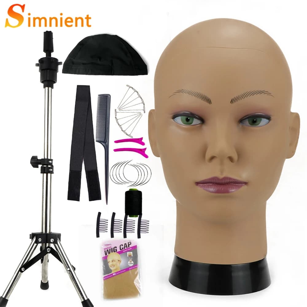 Dummy head with tripod to make wigs, hats, glasses, mask, display, cosmetology, mannequin head for practical makeup, wig installation kit