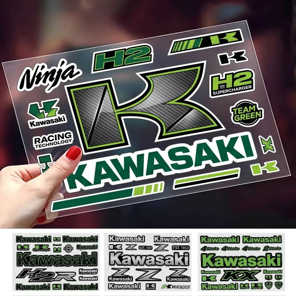 Adesivi Decorativi Riflettenti Impermeabili Anti-Graffio Multiuso per KAWASAKI, per Auto, Bici, Casco, Tazza, Frigorifero