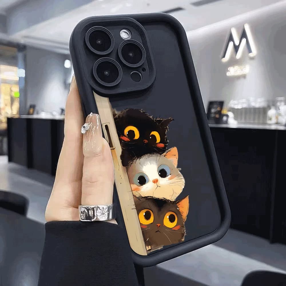 Three Cats Peeking from Door Phone Case for Xiaomi Redmi Note 14 13 12 11 10 9 8 7 Gel Flexible Anti Scratch Protective Case