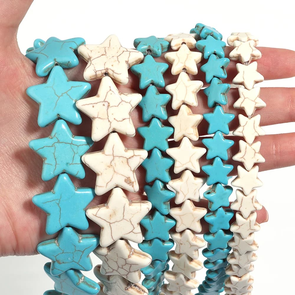 1 filo blu/bianco stella turchese perline perline di pietra naturale perline allentate per gioielli che fanno accessori per collana braccialetto fai da te