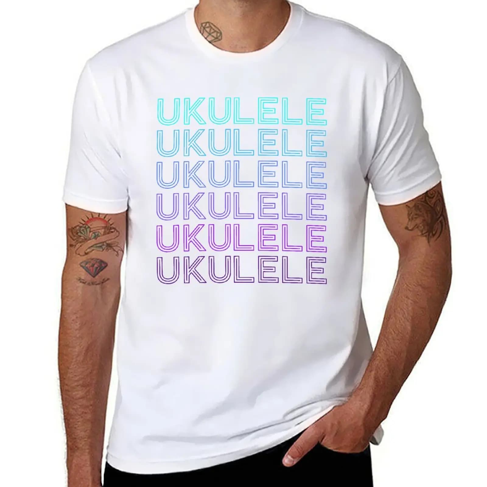 T-shirt Ukulele Retro taglie forti, non restringibile