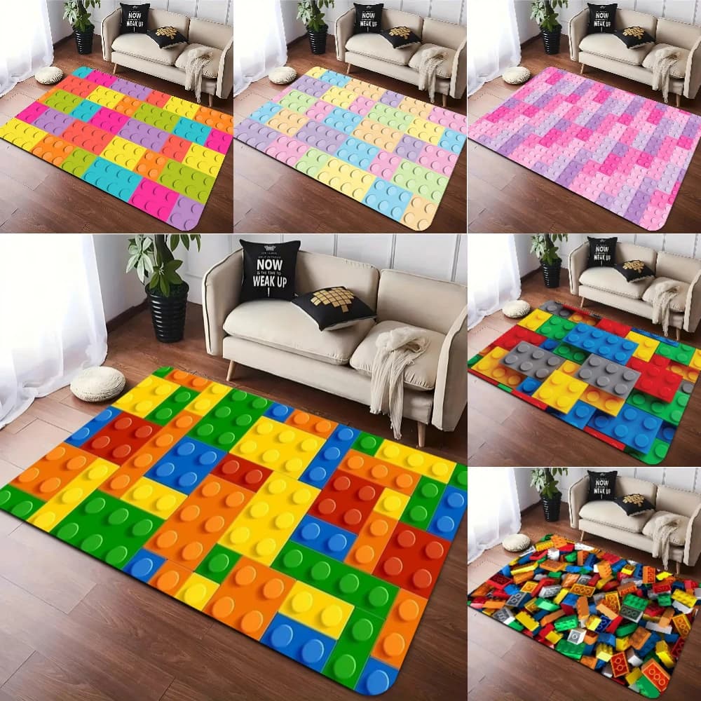 Tappeto colorato per blocchi di costruzione Tappetino da gioco per bambini Tappeti per soggiorno Camera da letto Comodino Tappeto morbido Tappetino per gattonare la scuola materna Tappeto per corridoio