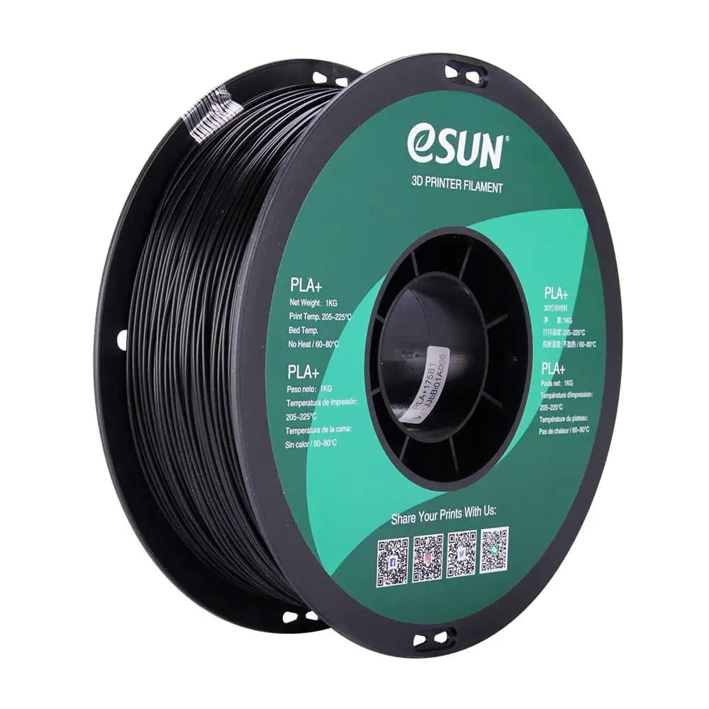 Filamento PLA+ ad Alta Precisione per Stampanti 3D, Nero 1.75mm, Precisione +/-0.03mm, Bobina da 1kg per Stampa Fluida