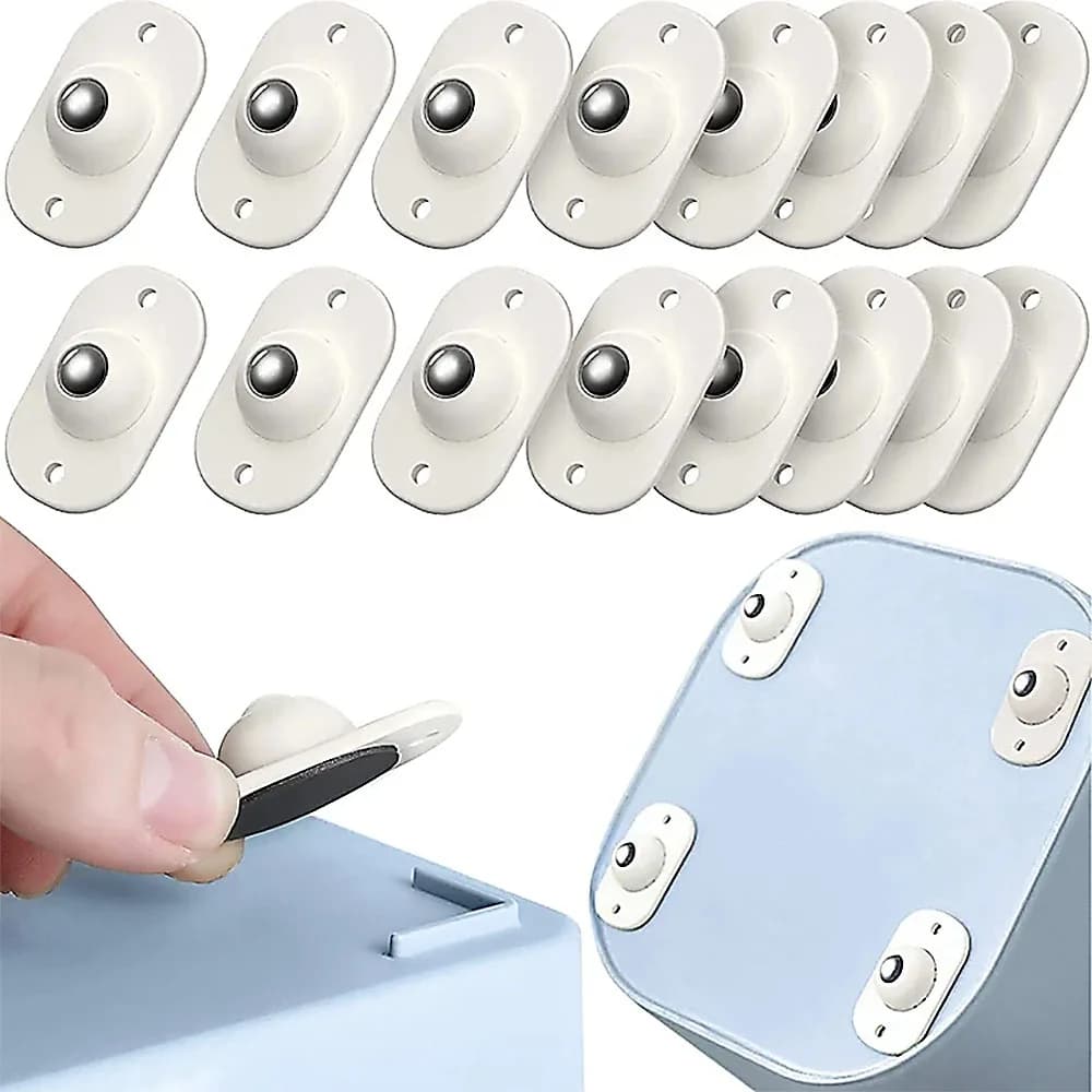 8 Pieces Adhesive Mount Swivel Casters, 360 Degree Rotatable Bearings, Household Furniture & Trash Can Bottom Roller Wheels