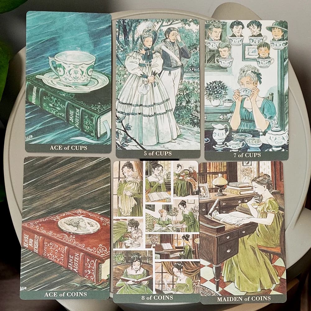 Tarocchi di Jane Austen 12*7cm in Scatola Rigida - Mazzo di Divinazione per Amanti della Letteratura, Stile Regency, 78 Carte