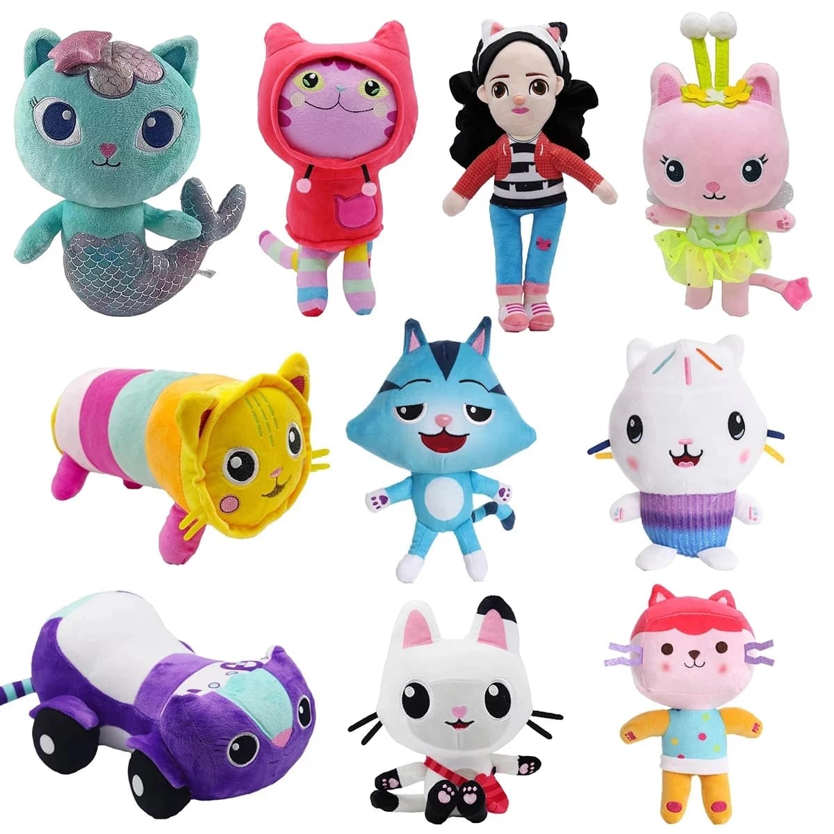 Peluche Hot Gabby's Dollhouse: Gatto Mercat Cartone Animato, Animali di Peluche, Gatto Sorridente, Gatto Auto, Gabbia per Gatti, Regalo di Compleanno per Ragazze!