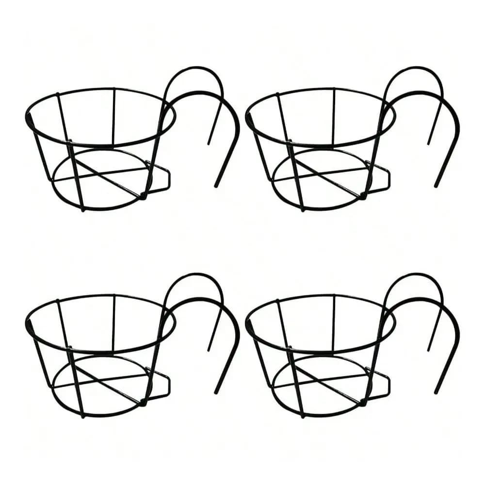 Supporti per piante da appendere, fioriere da ringhiera, porta vasi in ferro, scaffali in metallo per piante, supporti per vasi da balcone, cesti rotondi per piante.