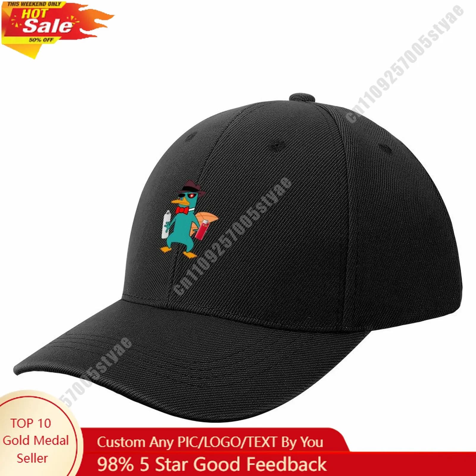 Cappellino da baseball Perry Platypus con licenza Disney, personalizzabile con il tuo design fai-da-te, immagini e testo, cappello da baseball, regalo di compleanno o per le vacanze