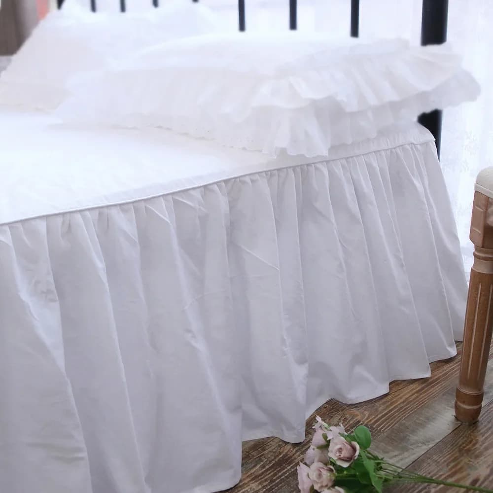 Copripiumino Bianco in Cotone per Casa, Lenzuolo King Size, Copriletto con Balza, Copriletto, Copriletto con Volant, Copriletto Trapuntato